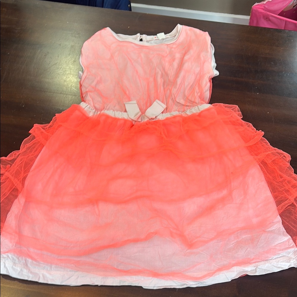 Crewcuts Orange Tulle overlay Kids Dress Size Girls 8